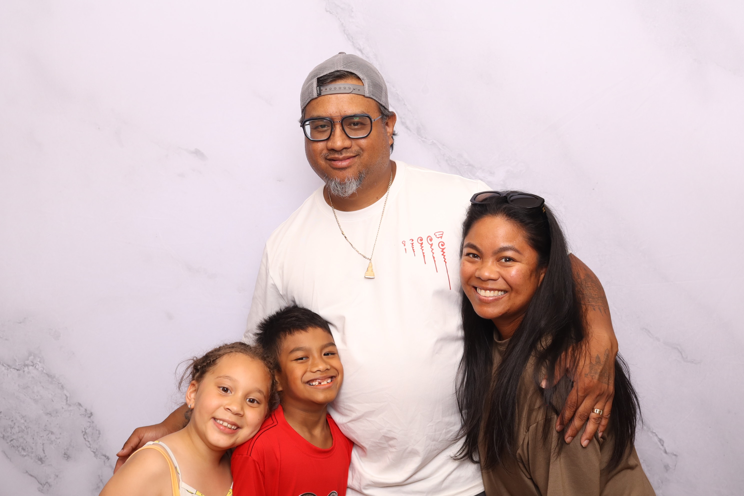 Family portrait at a photo booth